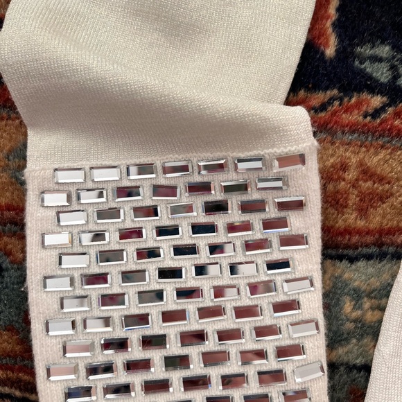 Retrofete mini Dress champagne shimmer White mirror sequins long sleeve XS READ - Picture 4 of 13